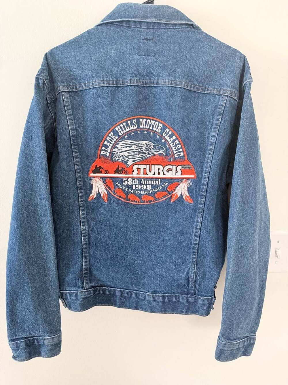 Saddle King Denim Jean Jacket Blue Sturgis 58th Annual 1998